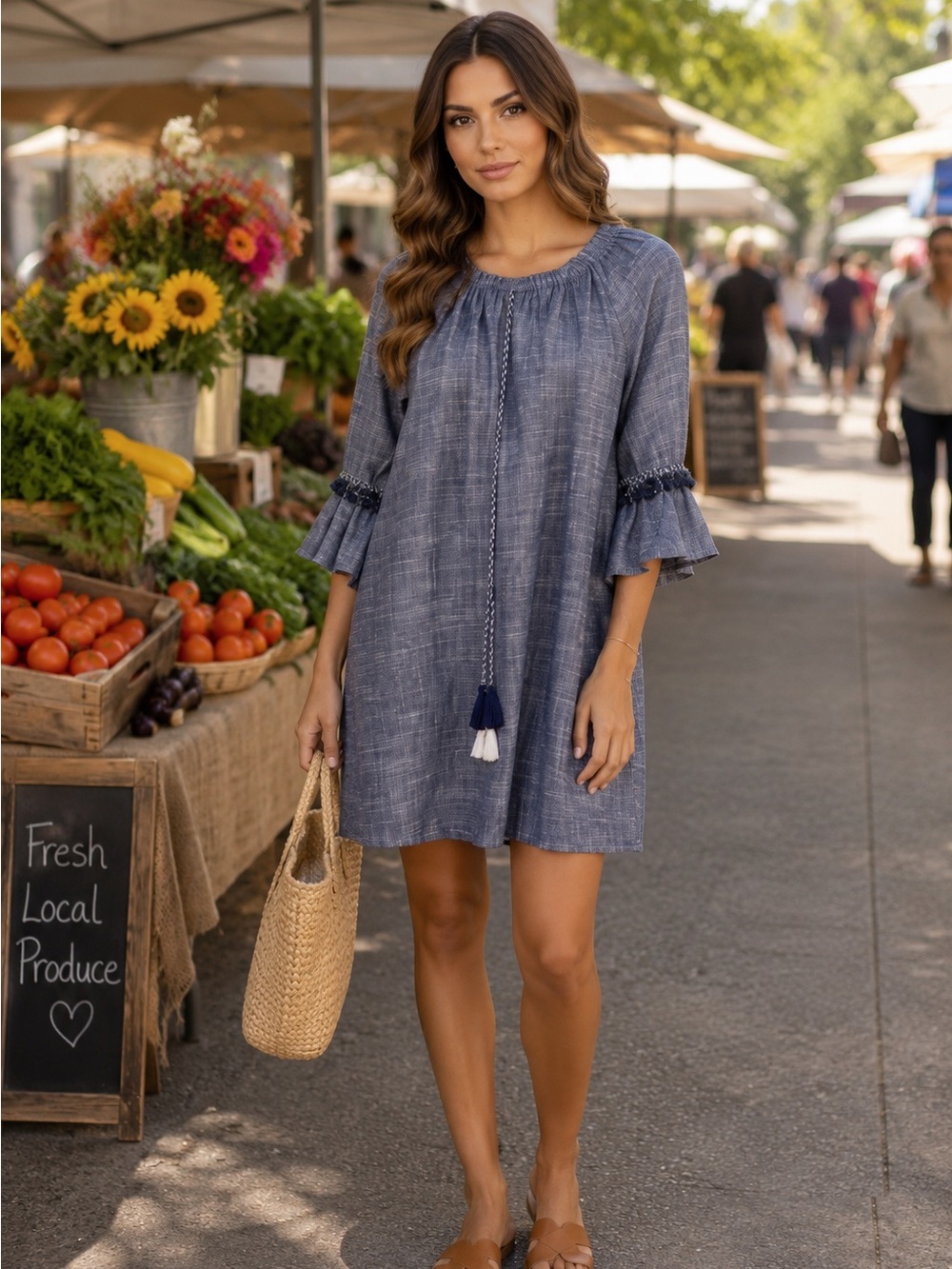 🌸Hayden Denim Blue Textured Dress Besutifiul🌸New with tags